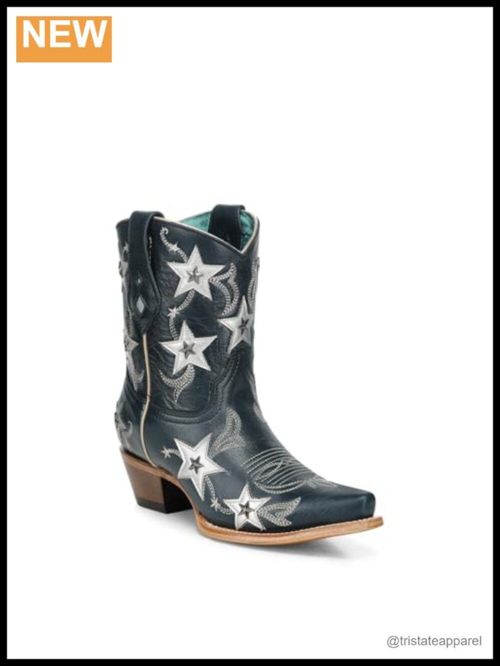 Cowboy Ankle Boots Snip Toe Embroidered Studded Western Boots